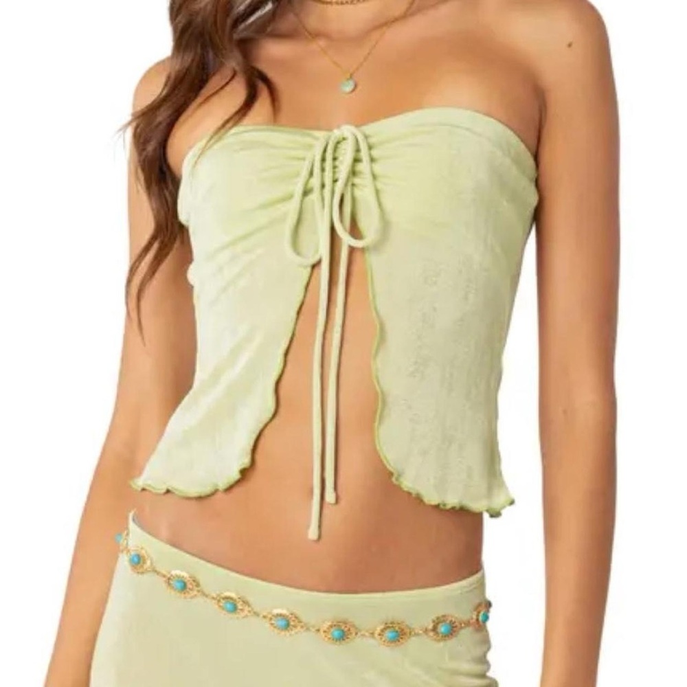 Edikted light green split front tube top